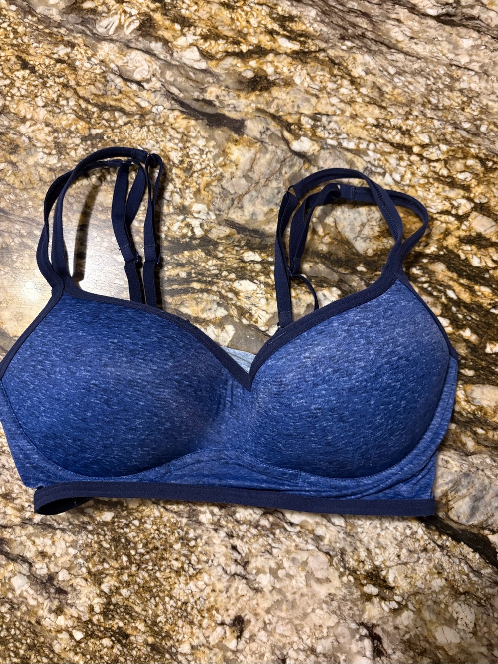 PINK Victoria's Secret Heathered Navy Blue Double-Strap Lightly Padded Bra